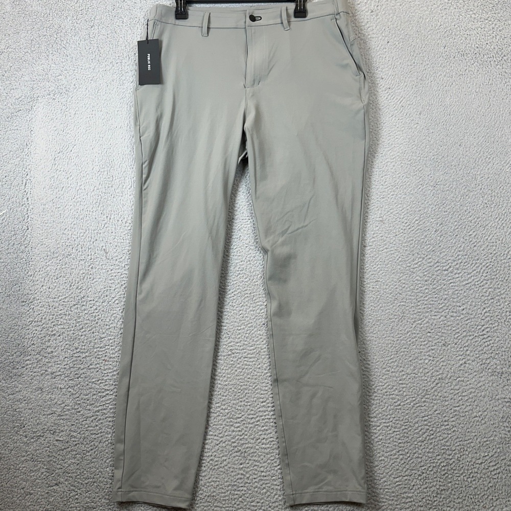 NEW Public Rec Pants Mens 34X34 Gamechanger 5-Pocket Fog Grey Chino Tech Stretch